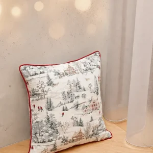 Obliečka na vankúš s paspulou 40 × 40 cm – Zimná krajinka